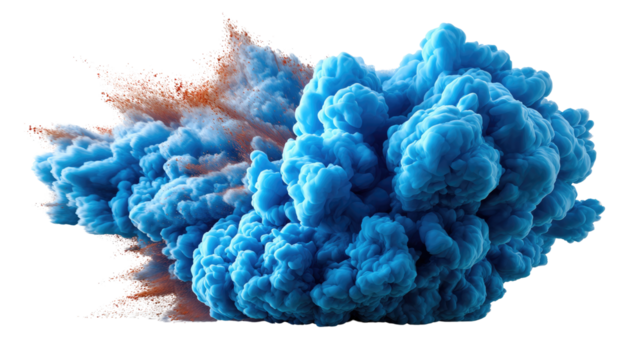 Colorful powder explosion: A vibrant cloud of blue and orange powder bursts forth in a display of abstract artistry, showcasing the dynamic energy and creative flair of this explosion. 