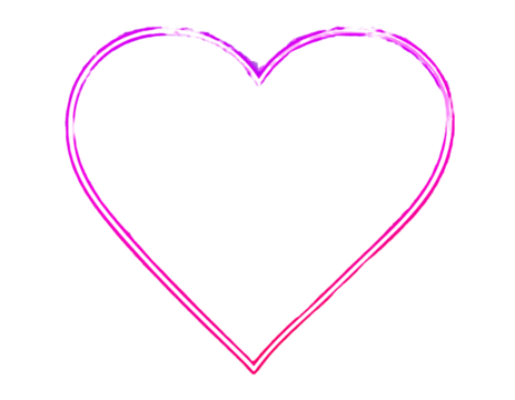 Heart neon futuristic sign frame purple red on transparent background. Neon gradient