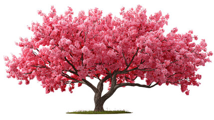 Obraz premium Blooming Cherry Blossom: An eye-level shot presents a vibrant cherry blossom tree, adorned with delicate pink blooms, creating a captivating spectacle of nature's beauty. 