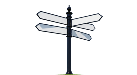 Multiple Blank Signpost - Crossroads and Direction - Future and Opportunity Concept Isolated transparent background