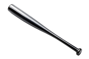 A polished black baseball bat isolated on a transparent background representing the sport and its equipment