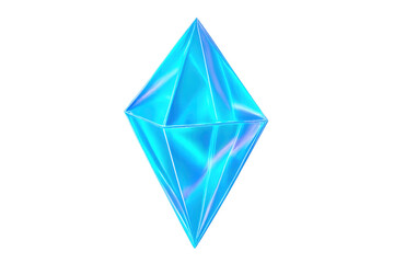 Glowing blue crystal with transparent background, ideal for luxury, fantasy, or technology projects