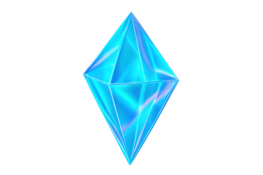 Glowing blue crystal with transparent background, ideal for luxury, fantasy, or technology projects