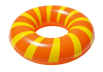 Orange yellow striped inflatable ring isolated on a transparent background