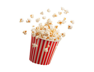 Popcorn bucket, floating in the air isolated on a transparent background