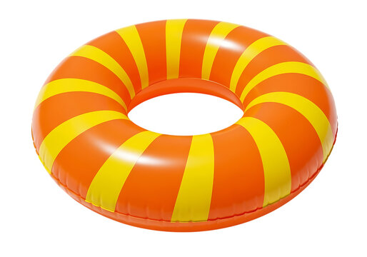 Orange yellow striped inflatable ring isolated on a transparent background