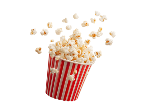 Popcorn bucket, floating in the air isolated on a transparent background