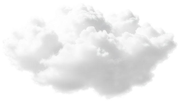 Fluffy White Clouds Isolated on Transparent Background