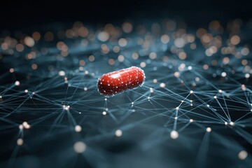 A red capsule within a network of connections