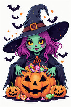 halloween witch and pumpkin