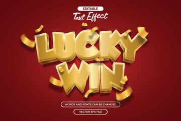 Lucky win editable text effect with 3d gold text style