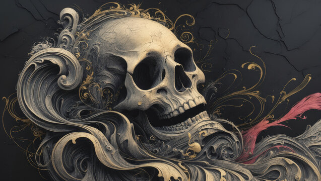 Wispy Skull Painting