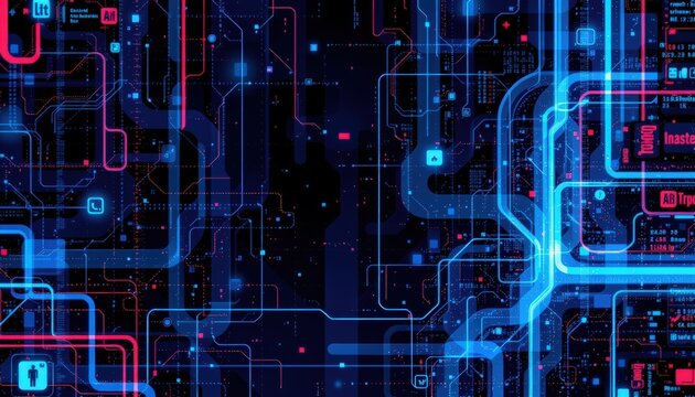 cyber themed blue abstract with glitch effects and data distortion layers