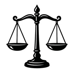 Scales of Justice Legal Symbol. An elegant and classic vintage illustration of a balanced scale, representing law, fairness, and rights.
