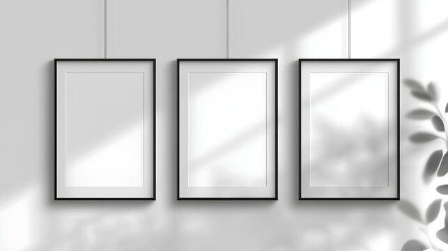 Modern standard A4 A3 size picture frame mockup white set bundle, isolated background. White, wood, black texture color with a mat, gallery, art painting photo framing