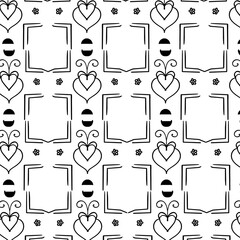 seamless pattern with black and white icons
