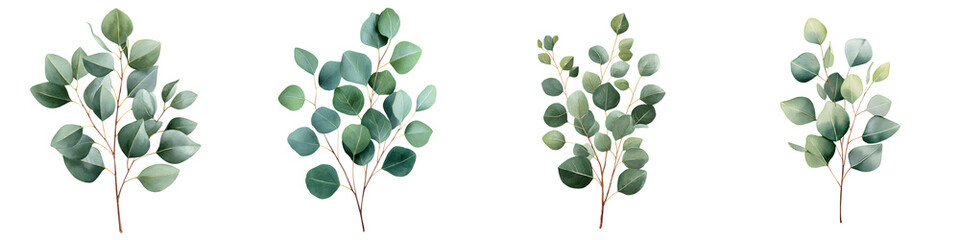 Obraz premium Eucalyptus Branches Set: Watercolor Greenery, Foliage Design