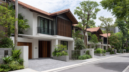 essence of contemporary architectural facades focus is on bright inviting residential complexes