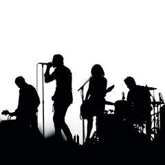 vector illustration of concert silhouette set, Black & White silhouette set