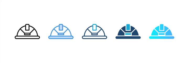 Safety Helmet icon set multiple style collection