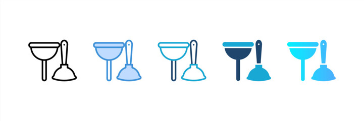 Toilet Pump icon set multiple style collection