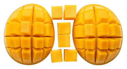 mango slices isolated clean fruit mockup on transparent background PNG file
