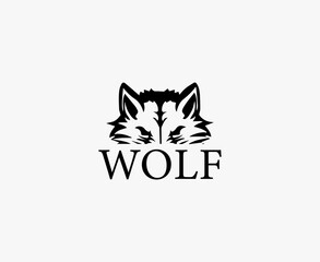  Intense Gaze Wolf Face Logo