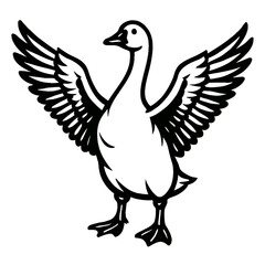 Obraz premium Goose with Wings Spread - Flying Bird Wildfowl Symbol