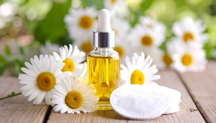 Chamomile oil and cotton pads