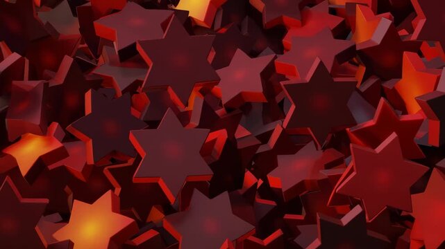 Slow Zoom Into Rippled Pile of Red Stars