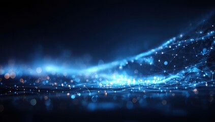 Abstract digital wave, glowing particles