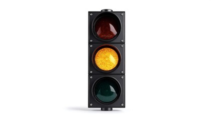A traffic light showing amber