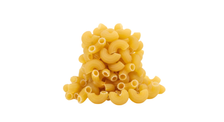 A pile of uncooked elbow macaroni pasta on a black background in close up view   ai generative, transparent background, white background.