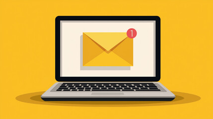Illustration of an email icon displayed on a laptop screen