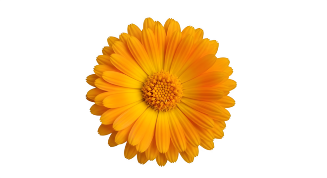 Isolated close up of a vibrant orange calendula flower against a black background ai generative, transparent background, white background.
