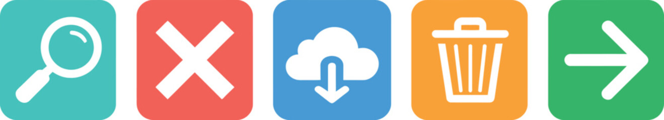 Fototapeta premium Set of colorful icons for common digital functions