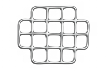 Metallic grid forming abstract pattern on transparent background, ideal for modern and futuristic designs