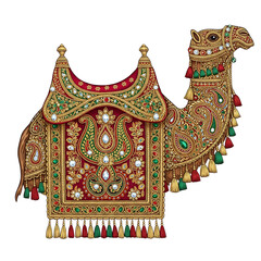 Naklejka premium Ornate Camel With Jewel Embellishments Traditional Indian Design Perfect For Royal Theme Images