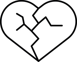 Broken Heart Minimalistic Icon Pictogram for Web and Graphic Design, Apps, Banners, Social Network and Cards