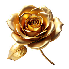Elegant Metallic Golden Rose – Isolated Png Cutout