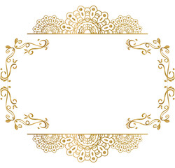 Mandala wedding floral ornament gold frame border element