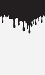 Graphic background with black paint or ink dripping down. Abstract liquid drops design.