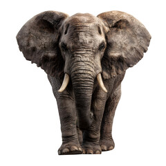 African Elephant Portrait, isolated on white background