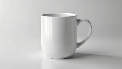 Obraz premium Photo of a plain white ceramic mug on a white surface in a studio shot