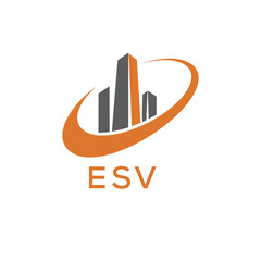 Classic Shield Logo with Stars and ESV Letters – Premium Badge or Security Brand Identity. ESV Letter Logo.

