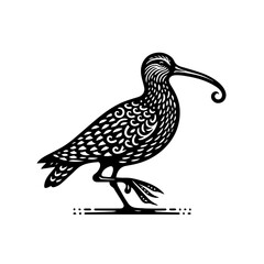 Fototapeta premium Stylized Black Curlew Bird Silhouette with Intricate Patterns.