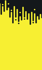 Contemporary vector illustration of black liquid dripping lines on a bright yellow backdrop