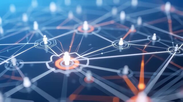 Abstract network connection with people icons representing social structure - Powered by Adobe