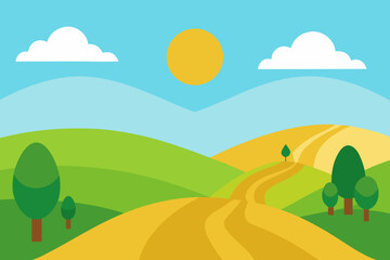 Fototapeta premium Rolling Hills Under Sunlit Skies
