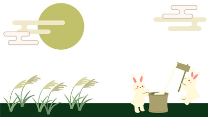 うさぎとお月見の背景イラスト素材